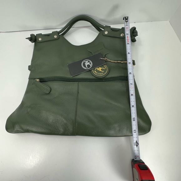 NWT - Madi Claire Flap Over Leather Satchel Handbag - Verona - Olive - Picture 8 of 14